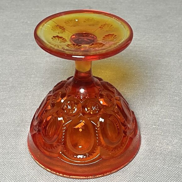 VINTAGE LE SMITH AMBERINA MOON AND STARS CORDIAL GLASSES-UV-GLOWS - Picture 12 of 13